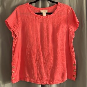Linen coral short-sleeve top